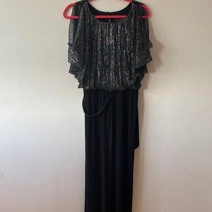 connected apparel Black Jumpsuit with Metallic Multicolor Bodice